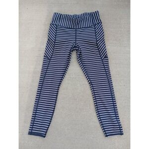 Athleta Womens Black White Stripe Chaturanga Cropped Tight Leggings - Size M